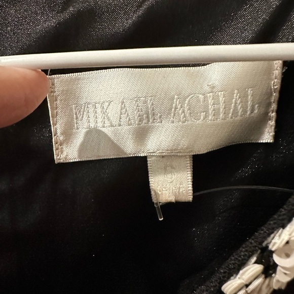 Mikahl Aghal Black and White Sequin and Silk Cocktail Dress - Picture 3 of 8